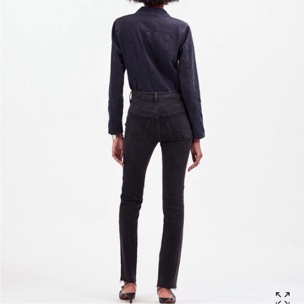Madewell Stovepipe 29 Women's Jeans Raw Hem Faded Black Mid Rise Slim Straight - Picture 2 of 16